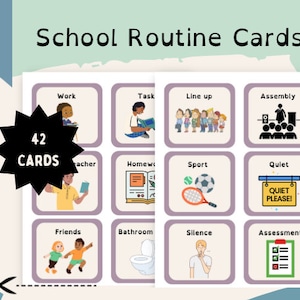 Schoolroutine visueel tijdschema, schooldagschema, routinekaarten, speciaal onderwijs, afdrukbaar, digitale download, routinegrafiek