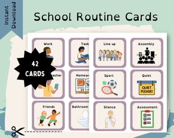 School Routine Visual Timetable, School Daily Schedule, Routine Cards, Special Education, Printable, Digital Download, Routine Chart