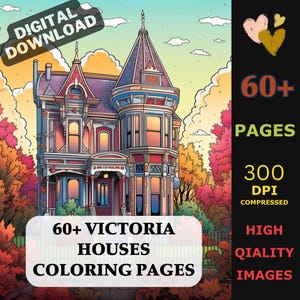 Victorian Houses Printable | Digital Download | Vintage Architecture Art