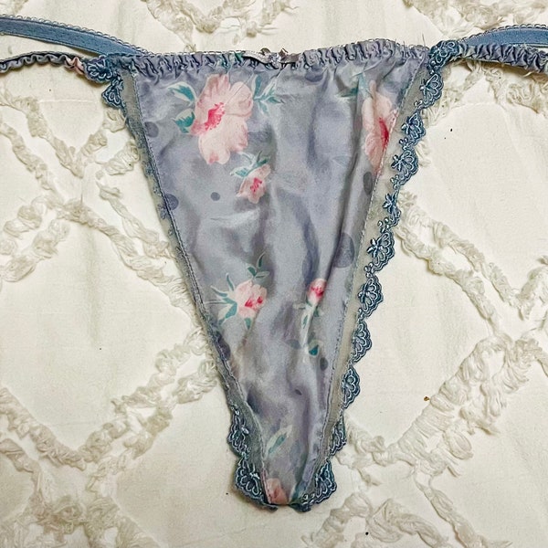 Vintage 100% Silk String Thong, Size L