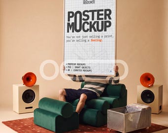 Framed Poster Mockup | Lifestyle Wall Art PSD Template (Digital Download)