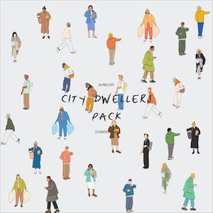 Dwellers Vector People Pack | 10 Minimalist Vibrant Colour and Outline People | AI, EPS, PNG | Perfect for Architecture & Design Projects