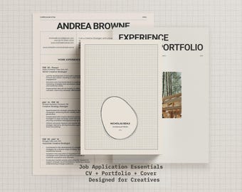 InDesign Resume Template Bundle: CV, Cover Letter, Portfolio (Digital Download)