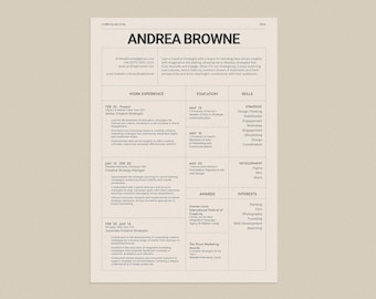 ミニマリストな履歴書テンプレート：プロフェッショナルな履歴書デザイン（A4、InDesign）