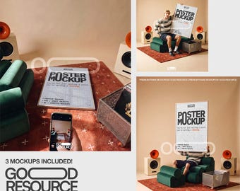 Framed Poster Mockup Set | Lifestyle Wall Art PSD Template (Digital Download)