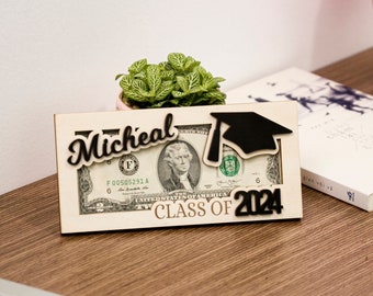 Personalized Money Holder For Graduation, Custom Name Graduation Money Holder, Graduation Cash Holder, Class of 2024 Gift Holder