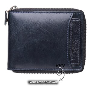 Cartera de cuero personalizada, billetera premium grabada, billetera unisex para el Día del Padre, aniversario, cumpleaños y novio.