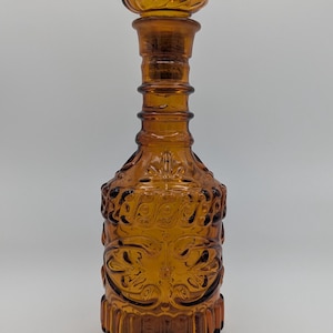 Vintage 1973 Jim Beam Whiskey Decanter - Amber Pressed Glass Decanter - Collector&#39;s Item
