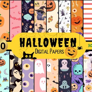 Halloween digital papers, Scrapbook papers, boo wallpaper, Halloween Pumpkin, spooky, background, Scary, Witches, Fun and Haunted Houses