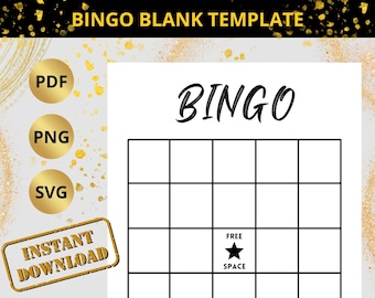 Bingo Card Printable, Blank Bingo Template, Baby Shower Bingo, Bachelorette Party Bingo, Wedding/Party Bingo, DIY Bingo, Fun Party Game