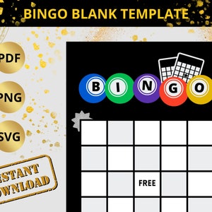 Carte imprimable de bingo, modèle de bingo vierge, bingo de douche de bébé, bingo de partie de Bachelorette, bingo de mariage/fête, bingo de bricolage, jeu de fête amusant