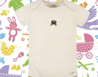 Pug Embroidered Patch Baby Onesie, Unisex Infant Bodysuit