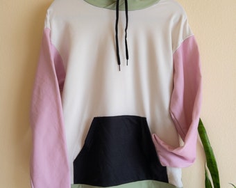 Pastel Color Block Hoodie, Color Block Hoodie, Color Block Sweater, Colorful Sweater, Pink Hoodie, Women Hoodie, Men Hoodie, Color Block