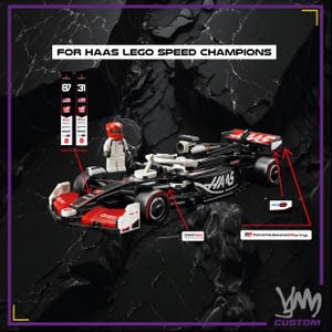 Pacote de adesivos HAAS F1 2025 Livery Edition para Lego Speed Champion 77250 - Esteban Ocon e Ollie Bearman