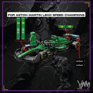 Pacote de adesivos Aston Martin F1 F1 Livery Edition 2025 para Lego Speed Champion 77245 - Fernando Alonso / Lance Stroll