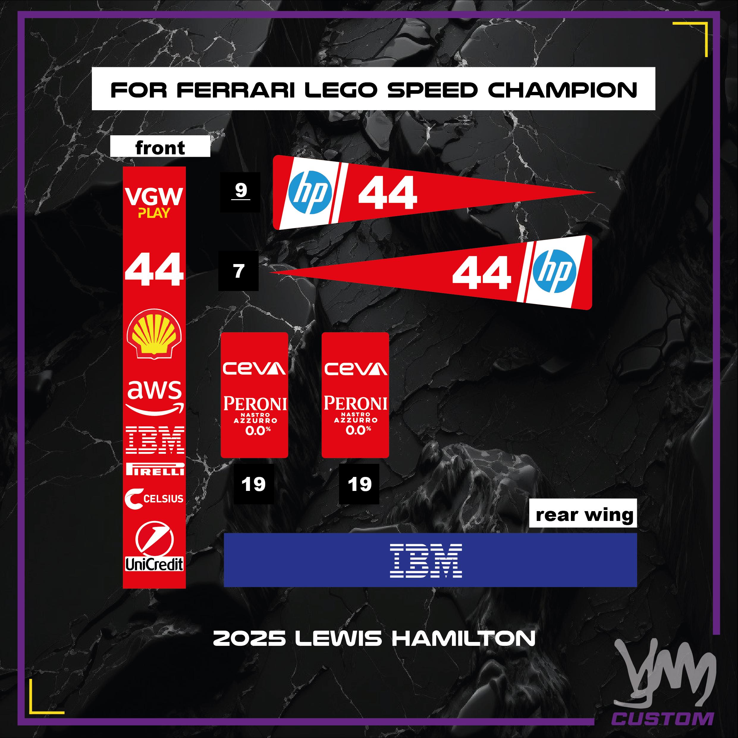 Ferrari 2025 Livery Edition Sticker Pack for Lego Speed Champion 77242 Ferrari F1 - Lewis Hamilton or Charles Leclerc