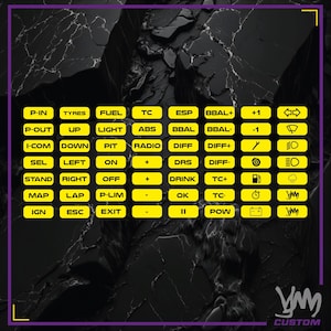 Planche de stickers indications pour volant ou button box YM Custom
