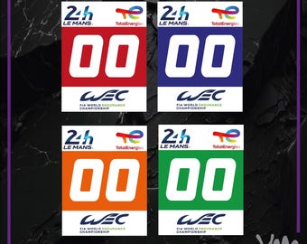 24h Le Mans WEC number plate stickers - Hypercar / LMP2 / GT - Personalized number of your choice