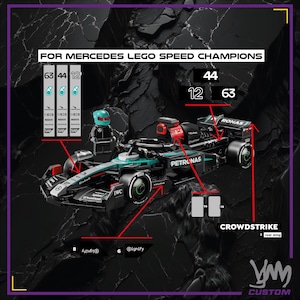 Mercedes F1 Team 2025 Livery Edition Sticker Pack für Lego Speed Champion 77244 – George Russell / Kimi Antonelli / Lewis Hamilton
