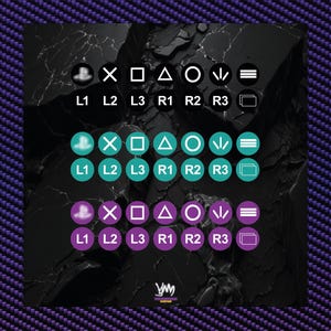 Stickers for PlayStation steering wheel buttons, SIM Racing markings / Button box