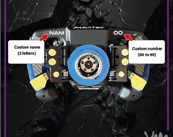 Driver name sticker and personalized number for (behind) Fanatec steering wheel