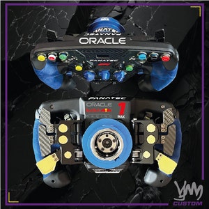 Max Verstappen (retro) + Pacchetto adesivi volante Oracle (sopra) per volante Fanatec
