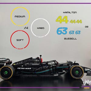 Sticker pack for Lego Technic Mercedes-AMG F1 W14 E-Performance tires and number Hamilton / Russell