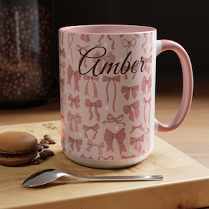 Personalisierte Becher benutzerdefinierte Name Kaffeetasse rosa Bogen Lehrer Geschenk für sie Geburtstagsgeschenk neues Haus Geschenk Hochzeit Dusche Geschenk unter 20 Dollar
