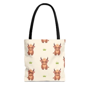 Scottish Highland cow bag cow lover gift farm animal print bag eco friendly bag reusable grocery bag cloth shopping bag scotland cow fluffy