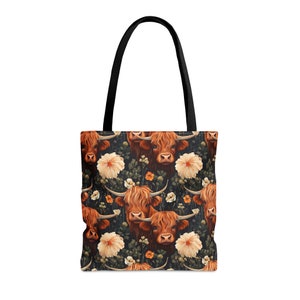 Highland cow tote bag cow lover gift cow tote bag farm print bag cow gift bag Scottish Highland cow hairy cow bag Highland coo