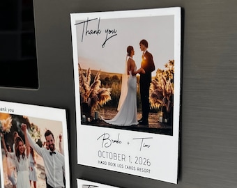 Magnet Wedding Thank You Cards with Photo, Ultra-Thick Personalized Photo Magnets Card | FREE Kraft Envelopes