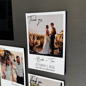 Cartões de agradecimento magnéticos para casamento com foto, cartões magnéticos personalizados ultragrossos com foto | Envelopes Kraft GRÁTIS