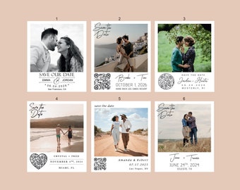 Aimant photo « Save the Date » avec code QR | Magnets photo premium "Retenez cette date" - Enveloppes Kraft gratuites