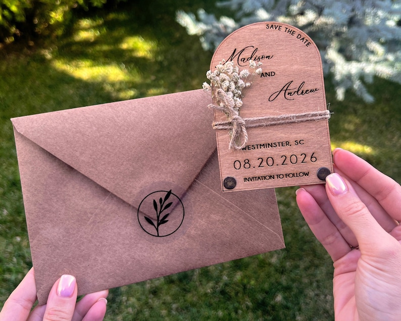 Rustic Wedding Save the Date Magnet - Save the Dates | Wooden Card ...