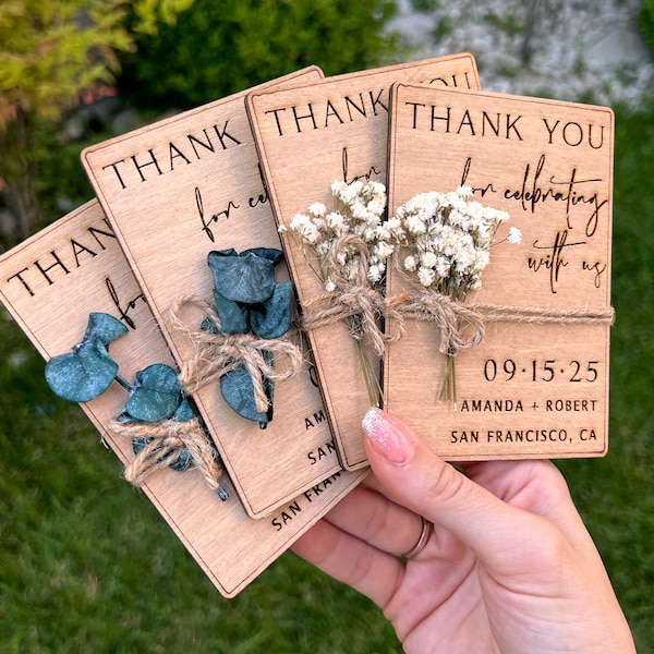 Magnet Wedding Favors for Guests in Bulk - Wooden Magnet with Flowers | 100% Birch Wooden Wedding Favours