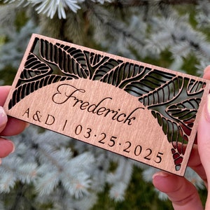 Wooden Tropical Wedding Place Cards Wedding Name Cards - 100% Birch Wood Laser Cut