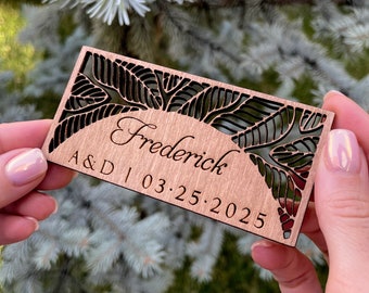 Birch Wood Tropical Wedding Place Cards – Laser Cut Guest Name Tags