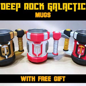 Deep Rock Galactic Mug 3D Printed Game Prop Cosplay Silver Gold Pickaxe Stainless Steel Cup Insert