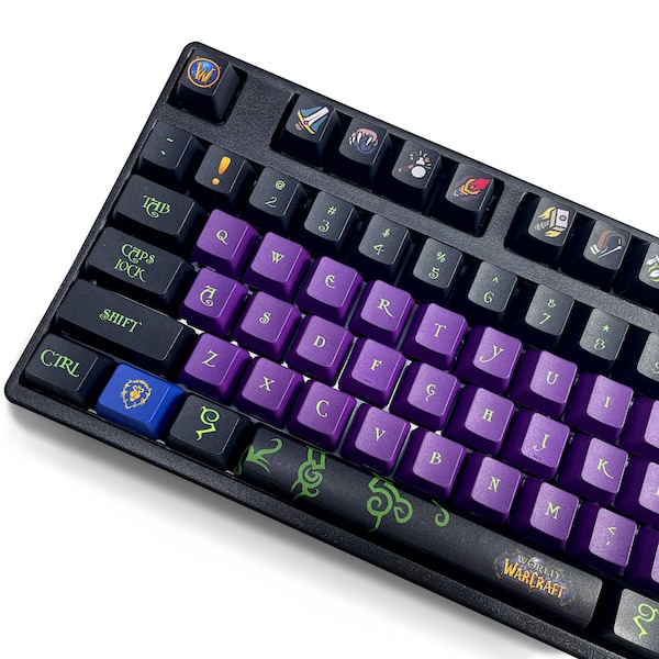 WoW World of Warcraft Juego de teclas de 108 piezas, teclas para juegos Dye-Sub, perfil OEM Blizzard PBT para teclado mecánico