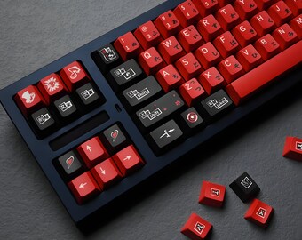 Persona Keycaps, Video Game Keycaps, Red Black Japanese Keycaps, PBT Cherry Profile for Mechanical Keyboard Alice Keyboard Gaming Setup