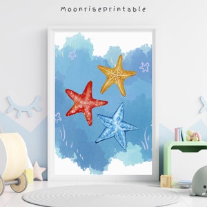Nautische Kinderzimmer Deko - Unter dem Meer Wandkunst - Meeresleben Wandkunst - Ozean Kinderzimmer Drucke - Kinderzimmer Drucke - Aquarell unter dem Meer