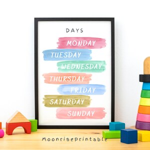 Rainbow Days of the Week Poster, Kids Wall Decor, Educational Print, Playroom Learning Prints, Homeschool Decor, Digital Download