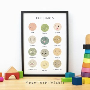 Pôster de sentimentos, decoração de escola em casa Montessori, gráfico de sentimentos, gráfico de emoções do arco-íris, arte educacional, volta às aulas, download digital