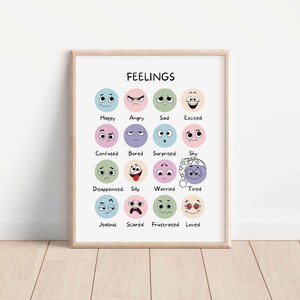 Feelings Poster, Montessori Homeschool Decor, Feelings Chart, Educational Art, Emotions Chart, Montessori print, Nursery, Digital Download