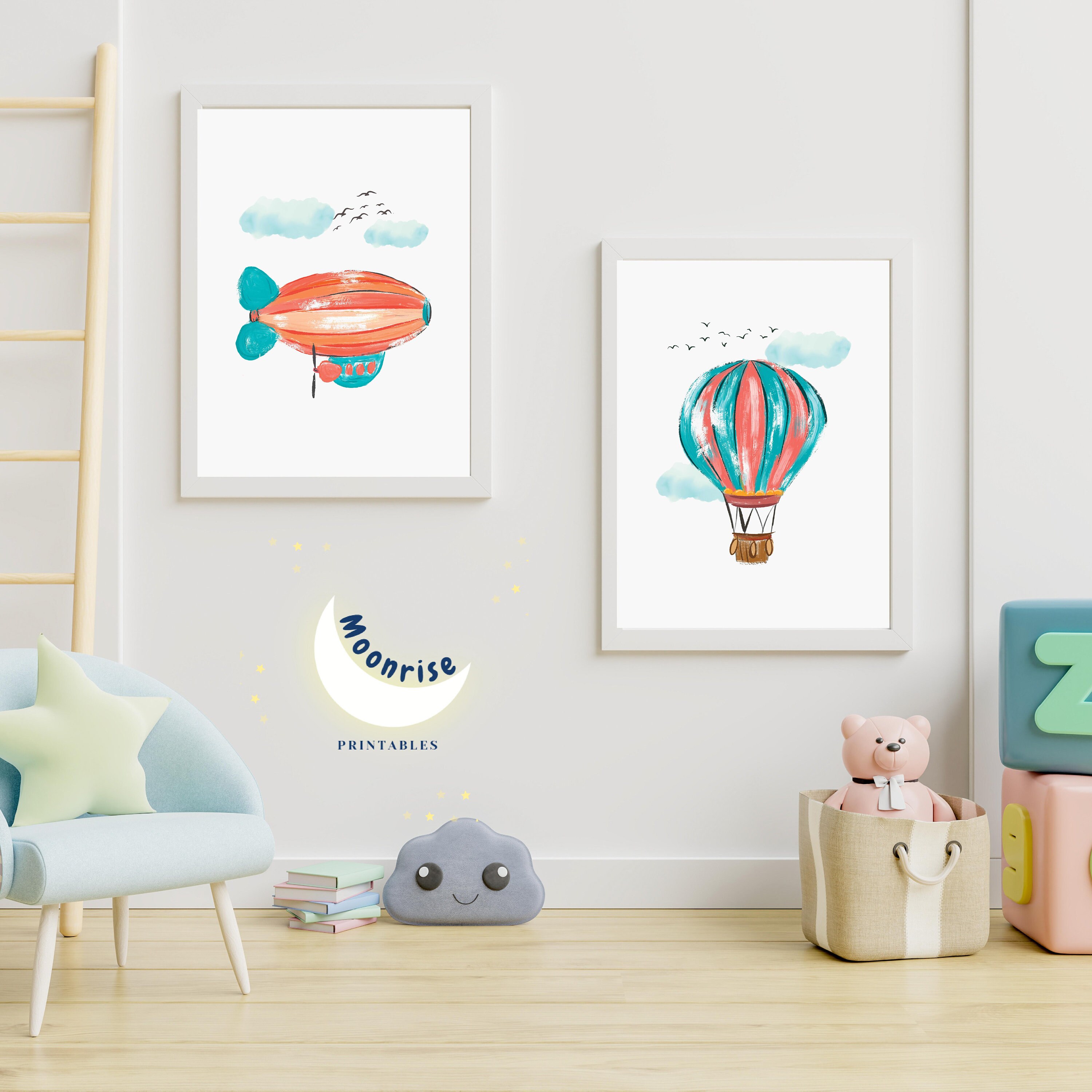 Set of 3 Airplane Prints, Kids Room Wall Art, Aviation Plane Nursery ...