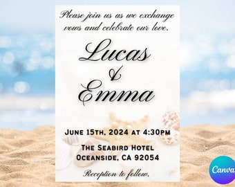 Ocean Beach Wedding Invitation | Beach Wedding Invitation Template | Summer Wedding Invite | Wedding Invitation Beach | Wedding Invite Ocean