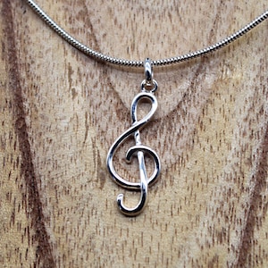 Treble Clef, 925 Silver Pendant, Musical Note, Snake Chain, Silver Necklace, Aesthetic Jewelry, Women Pendant, 18th Birthday gift