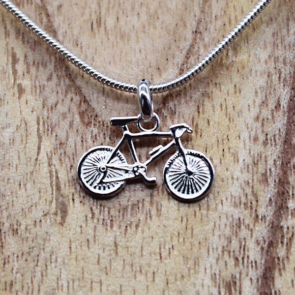 Pendentif Vélo Argent, Collier Argent, Chaîne Serpent, Chaîne de Collier, Pendentif Femme, Bijoux Fait Main, 40ème Cadeau d'Anniversaire