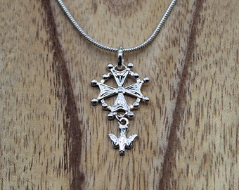 Silver Protestant Cross Pendant, Snake Chain, Huguenot Cross Necklace, Necklace Pendant, Cross Jewelry, 40th Birthday Gift, Silver Jewelry