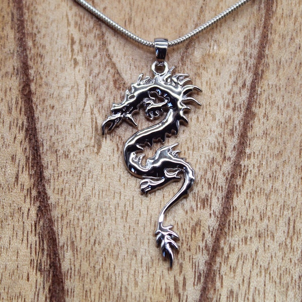 Pendentif Dragon, Collier Argent, Bijoux Femme, Cadeau Anniversaire